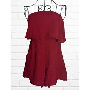 Elegant Burgundy Strapless Jumpsuit
